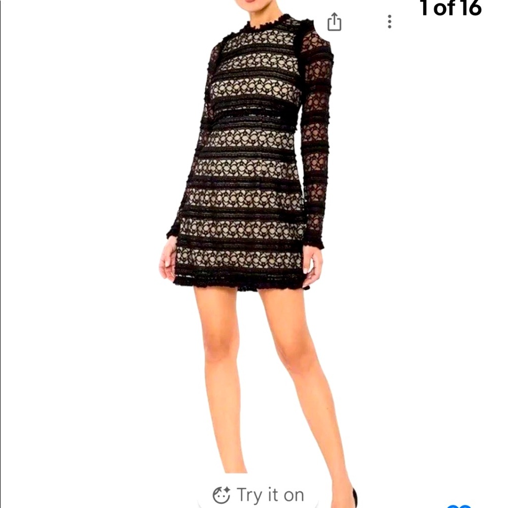 Likely Albi Long Sleeve Black Lace Mini Dress size 6